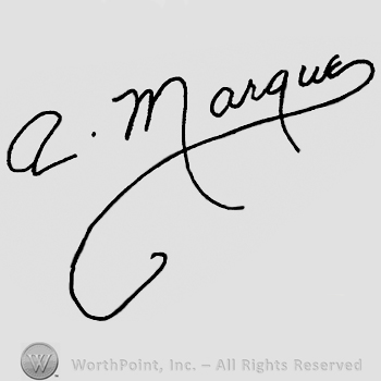 A. Marque handwritten with lowercase letters, signature-like