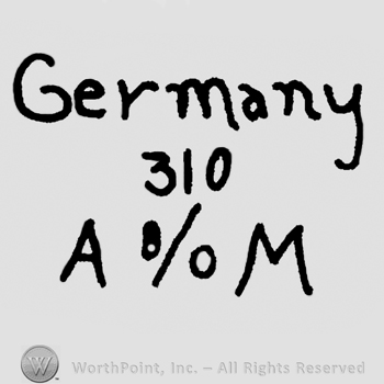 Germany written with lowercase letters over number 310 and uppercase A and M framing number 3/0