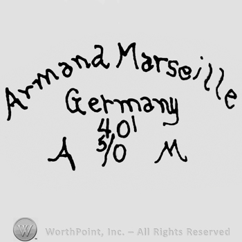 Armand Marseille Germany written with lowercase letters over number 401, uppercase A and M framing number 5/0