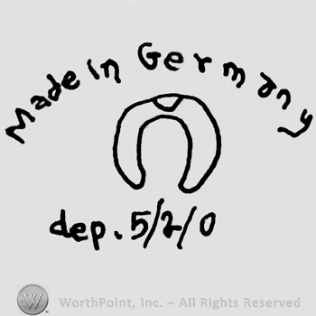 Made in Germany written with lowercase letters over a stylized horseshoe, Dep. 5/2/0 written below