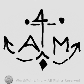 Number 4 over uppercase AM, all put on a stylized anchor