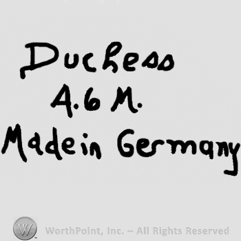 Duchess written with lowercase letters over uppercase A, number 6 and uppercase M, Made in Germany written below with lowercase letters