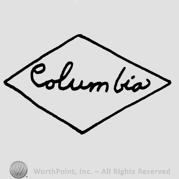 Columbia handwritten with lowercase letters inside a diamond