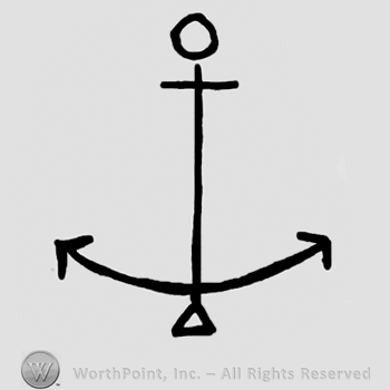 Stylized anchor with small circle above and small triangle below