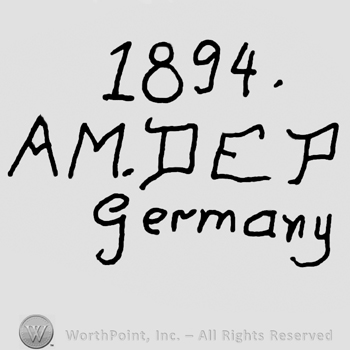 Number 1894 over AM DEP written with uppercase letters, Germany written below with lowercase letters