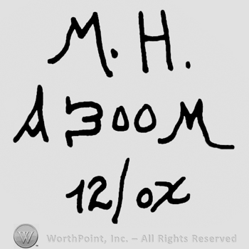 Uppercase M.H. over uppercase A, number 300, uppercase M and number 12/0X