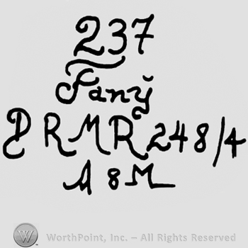 Number 237 over Fany handwritten with lowercase letters, DRMR handwritten with uppercase letters followed by numbers 248/4, handwritten uppercase A&M written below