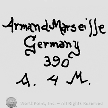 Armand Marseille Germany written with lowercase letters over number 390, uppercase A and M framing number 4