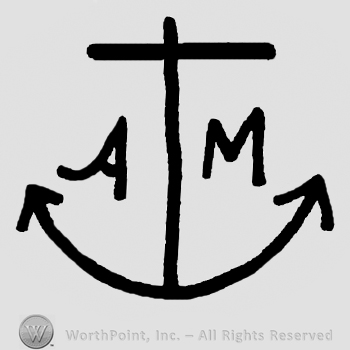 Anchor, uppercase AM written on sides
