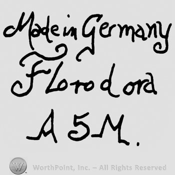 Made in Germany Florodora written with lowercase letters over uppercase A, number 5 and uppercase M