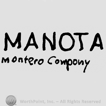 Manota written with uppercase letters over Montero Company written with lowercase lettera