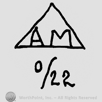 Uppercase AM in a triangle over number 0/22