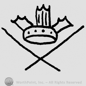 Crossed sticks under a stylized crown