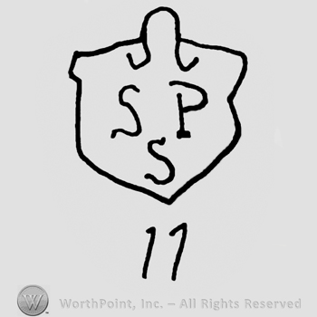 Uppercase SP over uppercase S on a shield, number 11 written below