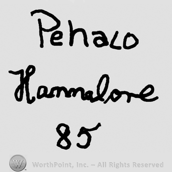 Pehalo Hannelore handwritten with lowercase letters over number 85