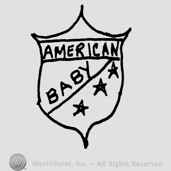American Baby written with uppercase letters, three stars below, all on a shield