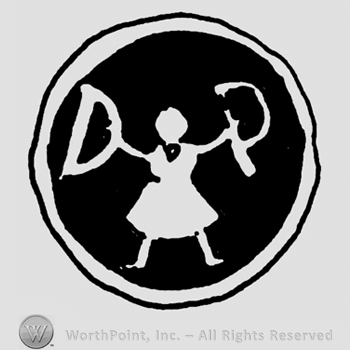 Stylized human holding uppercase letters D and P, all inside a round design