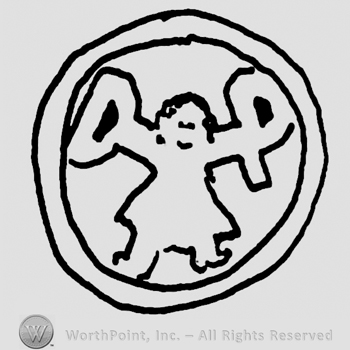Stylized human holding uppercase letters D and P, all inside a round design
