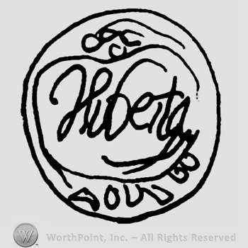 Huberta handwritten with lowercase letters inside an ornamented circle