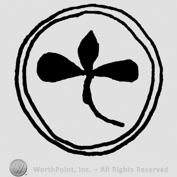 Stylized three-leaf clover inside a double-line circle