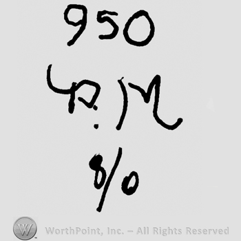 Number 950 over uppercase handwritten P.M. and number 8/0 written below