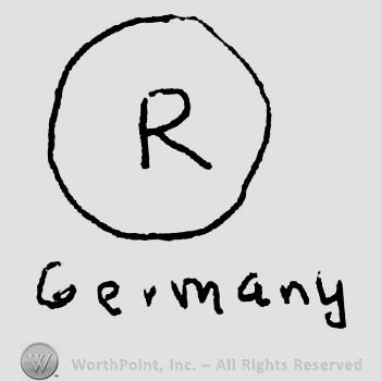 Uppercase R inside a circle over Germany written with lowercase letters