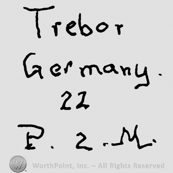 Trebor Germany written with lowercase letters over number 22, uppercase P, number 2 and uppercase M written below