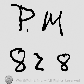 Uppercase P.M over number 828