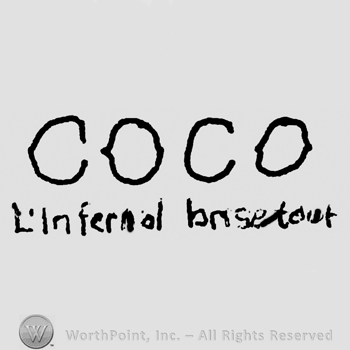 Coco written with uppercase letters over L'Infernal Brise-tout written with lowercase letters