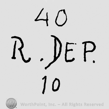 Number 40 over R. Dep written with uppercase letters and number 10