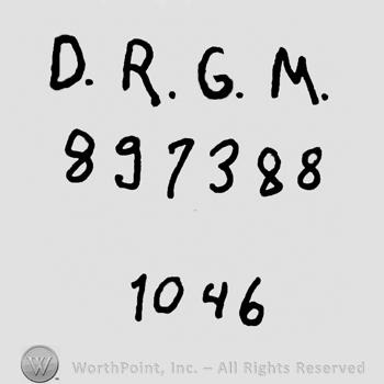 Uppercase D.R.G.M.over number 897388 and 1046