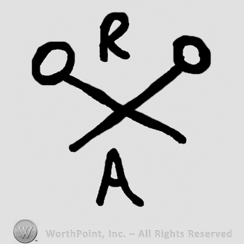 Crossed pins, uppercase R above, uppercase A below