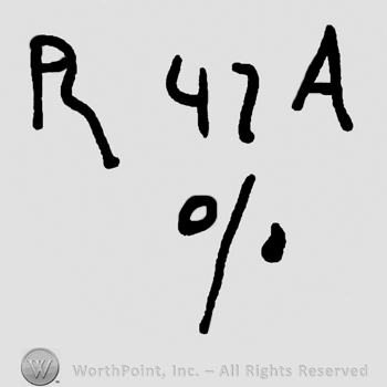 Uppercase R and A framing number 47 and the % symbol written below