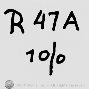 Upercase R and A framing number 47 over number 10/0