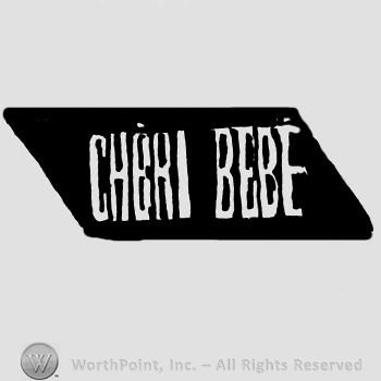 Cheri Bebe written with uppercase letters on a rectangular design