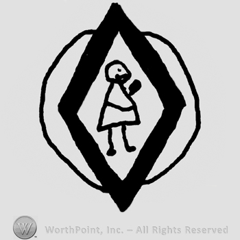 Standing stylized human in a diamond, all inside a circle