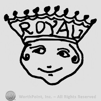 Face with crown, Royal written with uppercase letters on the crown