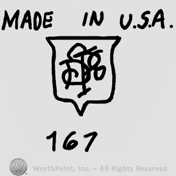 Made in USA written with uppercase letters over a shield with uppercase DST, number 167 written below