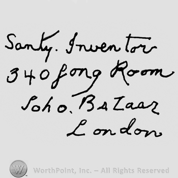Santy Inventor 340 Long Room Soho Bazaar London handwritten with lowercase letters