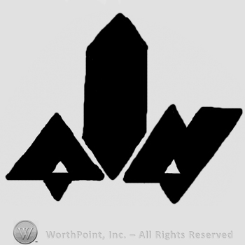 Stylized uppercase A, stylized tower and stylized uppercase N