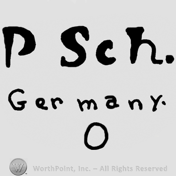 P Sch.written with lowercase letters, Germany written below with lowercase letters, uppercase O below