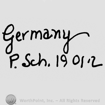 Handwritten Germany over P. Sch written with lowercase letters, number 19012