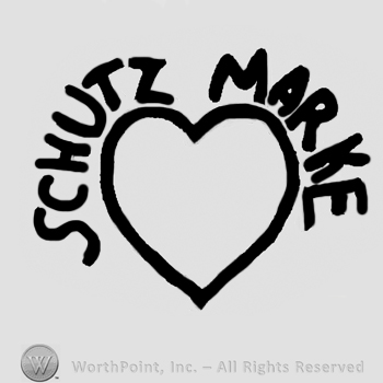 Schutz Marke written with uppercase letters over a heart