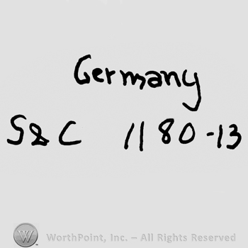 Germany written with lowercase letters over uppercase S&C, number 1180 minus 13