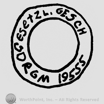 Gesetz Gesch. DRGM written with uppercase letters and number 19555 between two concentric circles