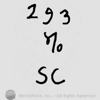 Number 293 over numbers 8/0, uppercase SC written below