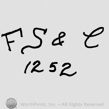 Uppercase handwritten F S & C over number 1252