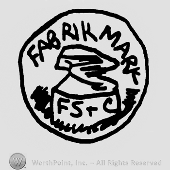 Fabrik Mark written with uppercase letters over an recipient with uppercase FS&C written on it, all inside a circle