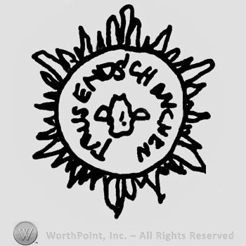 Tausend Schancken written with uppercase letters around a complex design, all inside a stylized sun