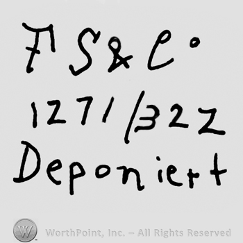 Uppercase FS&Co over numbers 1271/322, Deponiert written below with lowercase letters
